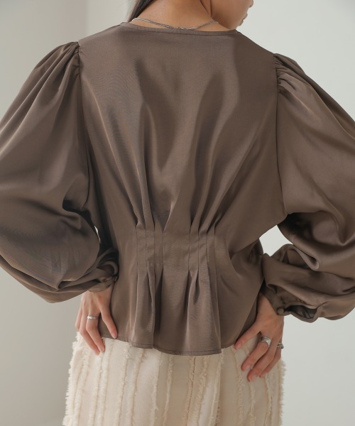 Bab（バブ）の「ウエストタックペプラムブラウス（シャツ/ブラウス・レディース・アイボリー/モカ/ピンク・M）」の22枚目の写真