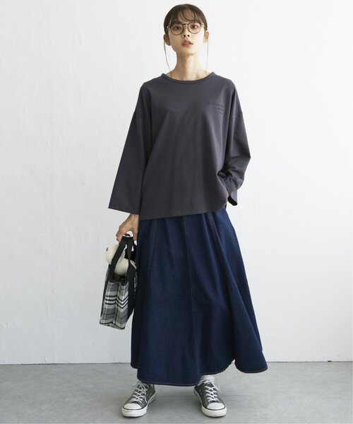 LBC（エルビーシー）の「刺繍ミニ裏毛8分袖プルオーバー（Tシャツ/カットソー・レディース・オフホワイト/チャコールグレー・M）」の18枚目の写真