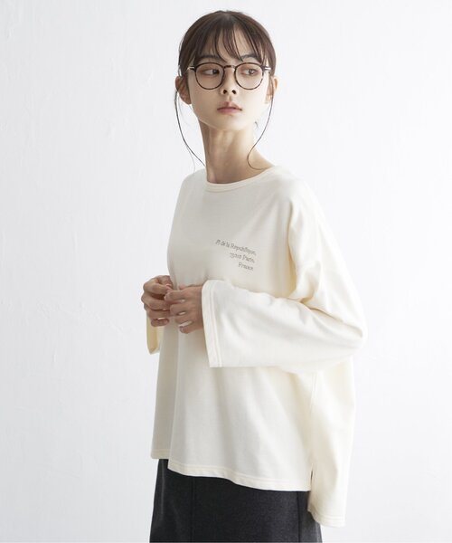 LBC（エルビーシー）の「刺繍ミニ裏毛8分袖プルオーバー（Tシャツ/カットソー・レディース・オフホワイト/チャコールグレー・M）」の16枚目の写真