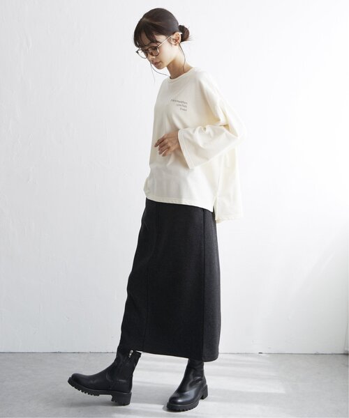 LBC（エルビーシー）の「刺繍ミニ裏毛8分袖プルオーバー（Tシャツ/カットソー・レディース・オフホワイト/チャコールグレー・M）」の13枚目の写真