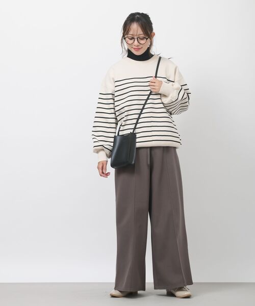 rps（アールピーエス）の「起毛ワイドパンツ（スラックス・レディース・ブラック/グレイッシュベージュ/モカ・フリー）」の4枚目の写真