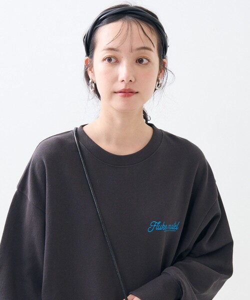 Aventulle　ハートプリントスウェット ハート柄 刺繍ロゴ オーバーサイズシンプルスウェット FQ22S176