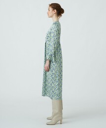 ブルーリーフラワープリント フレアカフスワンピース　ボールジィ　36 グリーン系 ブルーリーフラワープリント フレアカフスワンピース | maison