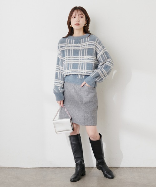 natural couture(ナチュラルクチュール)の「フェイクウール台形ミニスカート(スカート・レディース・グレー/その他1/その他2・FREE)」の12枚目の写真