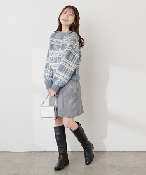 natural couture(ナチュラルクチュール)の「フェイクウール台形ミニスカート(スカート・レディース・グレー/その他1/その他2・FREE)」の13枚目の写真
