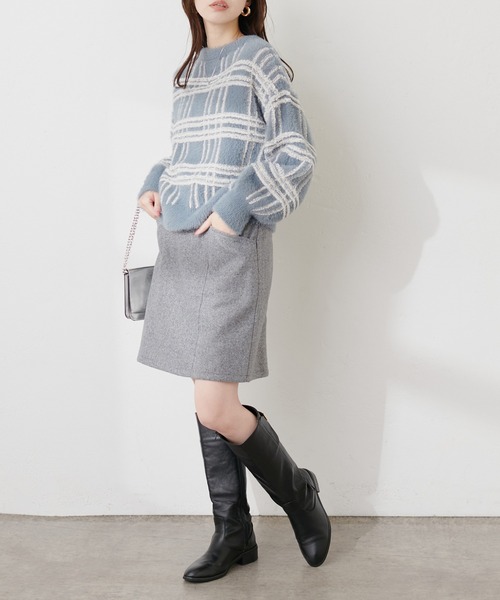 natural couture(ナチュラルクチュール)の「フェイクウール台形ミニスカート(スカート・レディース・グレー/その他1/その他2・FREE)」の11枚目の写真