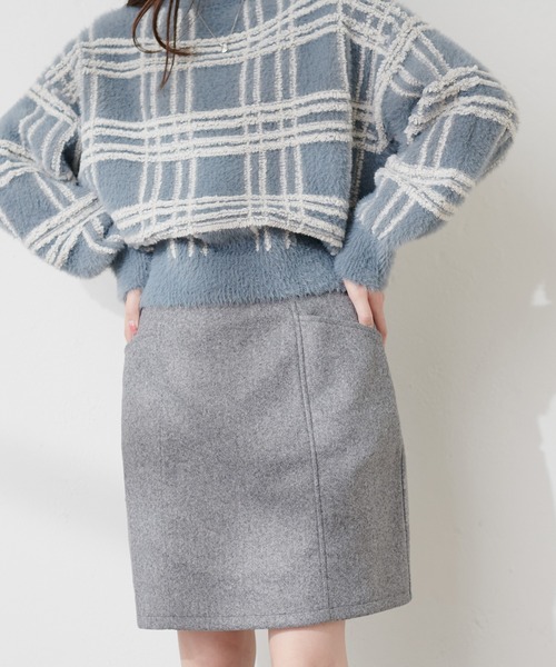natural couture(ナチュラルクチュール)の「フェイクウール台形ミニスカート(スカート・レディース・グレー/その他1/その他2・FREE)」の9枚目の写真