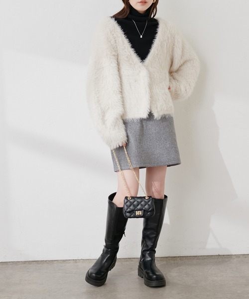 natural couture(ナチュラルクチュール)の「フェイクウール台形ミニスカート(スカート・レディース・グレー/その他1/その他2・FREE)」の6枚目の写真