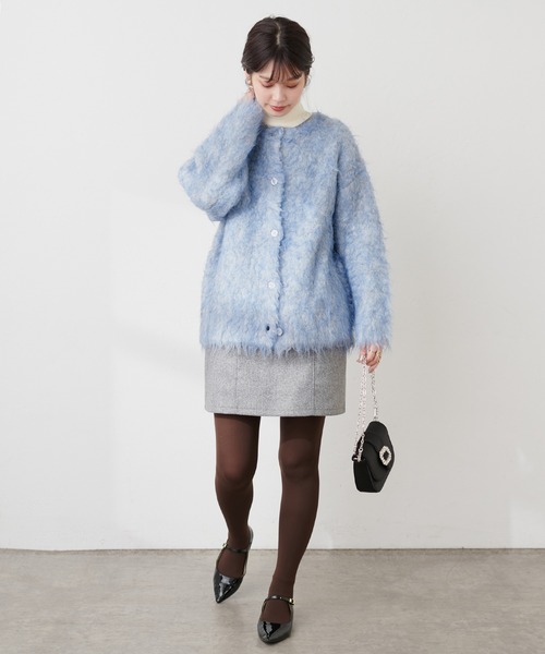natural couture(ナチュラルクチュール)の「フェイクウール台形ミニスカート(スカート・レディース・グレー/その他1/その他2・FREE)」の21枚目の写真