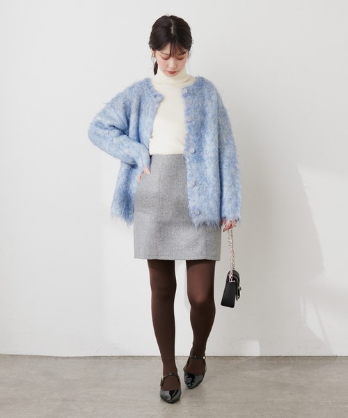 natural couture(ナチュラルクチュール)の「フェイクウール台形ミニスカート(スカート・レディース・グレー/その他1/その他2・FREE)」の19枚目の写真