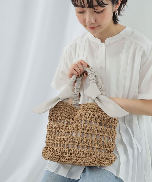 Ray BEAMS（レイビームス）の「Ray BEAMS / リボン ペーパー トートバッグ（かごバッグ・レディース・ブラック/ナチュラル・ONE SIZE）」の21枚目の写真