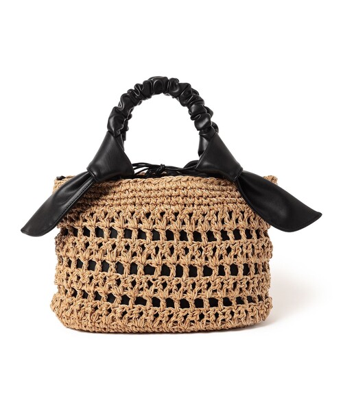 Ray BEAMS（レイビームス）の「Ray BEAMS / リボン ペーパー トートバッグ（かごバッグ・レディース・ブラック/ナチュラル・ONE SIZE）」の11枚目の写真