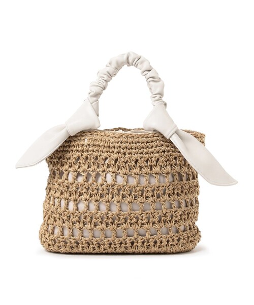 Ray BEAMS（レイビームス）の「Ray BEAMS / リボン ペーパー トートバッグ（かごバッグ・レディース・ブラック/ナチュラル・ONE SIZE）」の14枚目の写真