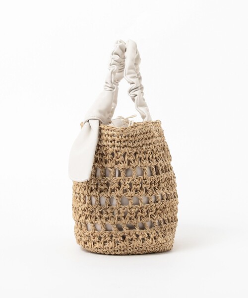 Ray BEAMS（レイビームス）の「Ray BEAMS / リボン ペーパー トートバッグ（かごバッグ・レディース・ブラック/ナチュラル・ONE SIZE）」の3枚目の写真