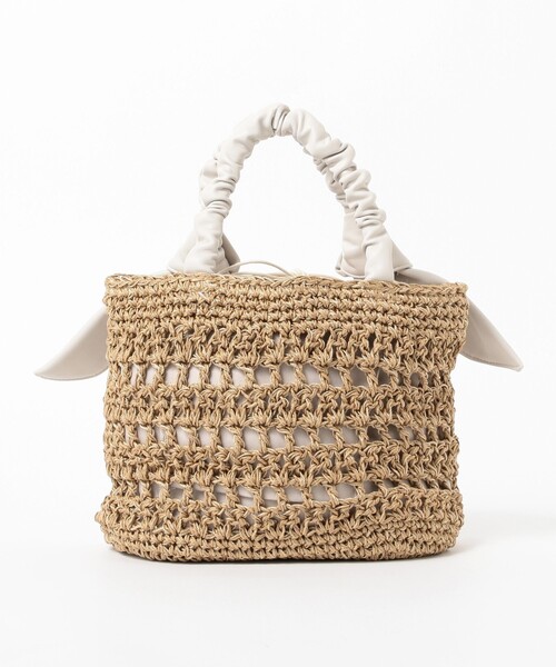 Ray BEAMS（レイビームス）の「Ray BEAMS / リボン ペーパー トートバッグ（かごバッグ・レディース・ブラック/ナチュラル・ONE SIZE）」の4枚目の写真