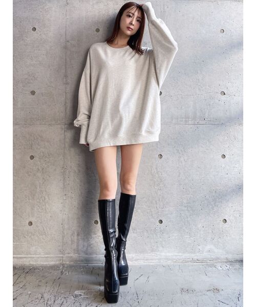 GYDA（ジェイダ）の「IGUESS BIG スウェット トップス（スウェット・レディース・ライトグレー/ブラック/その他1・FREE）」の4枚目の写真