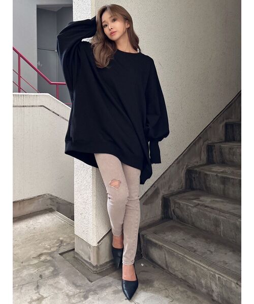 GYDA（ジェイダ）の「IGUESS BIG スウェット トップス（スウェット・レディース・ライトグレー/ブラック/その他1・FREE）」の6枚目の写真