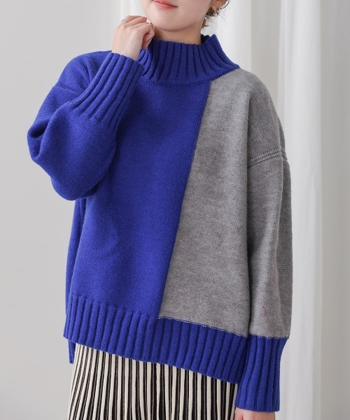 Bou Jeloud（ブージュルード）の「インターシャ配色ニットプルオーバー（ニット/セーター・レディース・ブラック/ブルー/オフホワイト・FREE）」の3枚目の写真