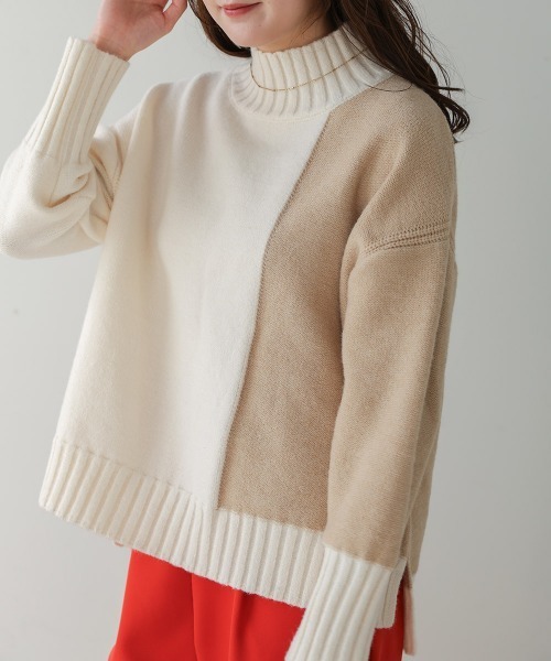 Bou Jeloud（ブージュルード）の「インターシャ配色ニットプルオーバー（ニット/セーター・レディース・ブラック/ブルー/オフホワイト・FREE）」の4枚目の写真