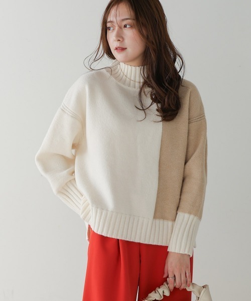 Bou Jeloud（ブージュルード）の「インターシャ配色ニットプルオーバー（ニット/セーター・レディース・ブラック/ブルー/オフホワイト・FREE）」の5枚目の写真