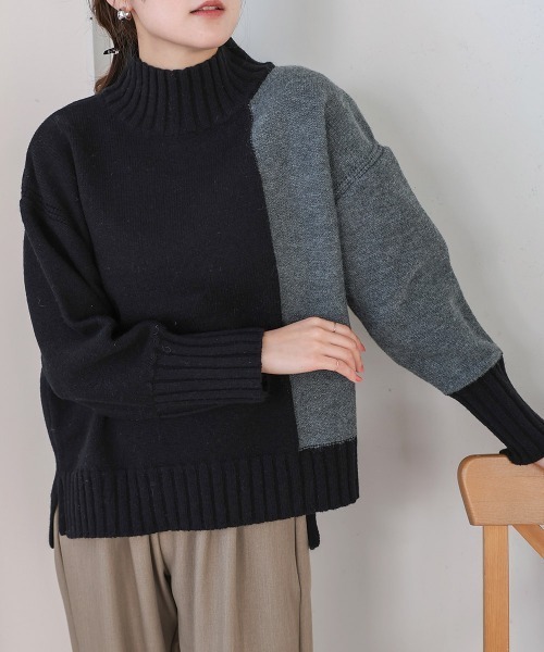 Bou Jeloud（ブージュルード）の「インターシャ配色ニットプルオーバー（ニット/セーター・レディース・ブラック/ブルー/オフホワイト・FREE）」の18枚目の写真