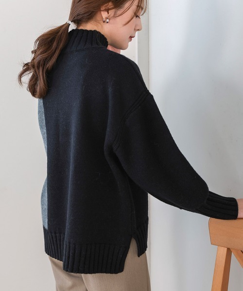 Bou Jeloud（ブージュルード）の「インターシャ配色ニットプルオーバー（ニット/セーター・レディース・ブラック/ブルー/オフホワイト・FREE）」の21枚目の写真