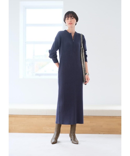 STYLE DELI(スタイルデリ)の「ジップアップリブワンピース(ワンピース・レディース・チャコール/ネイビー/グレー系その他・01/02)」の3枚目の写真