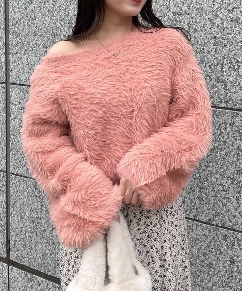 mysty woman(ミスティウーマン)の「フェザークルーネックプルオーバー 994624(ニット/セーター・レディース・ピンク系その他/オフホワイト/グレー/ベージュ系その他・FREE)」の11枚目の写真