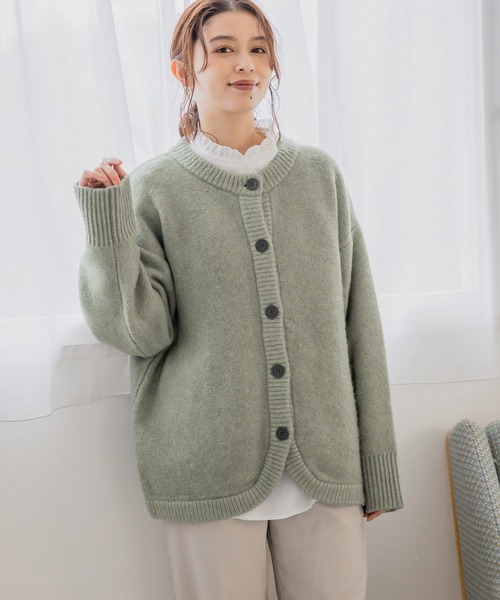 studio CLIP（スタディオクリップ）の「3ゲージ ウールMIXラウンドカーディガン（カーディガン/ボレロ・レディース・アイボリー/ダークブラウン/マスタード/ライトグリーン・FREE）」の4枚目の写真