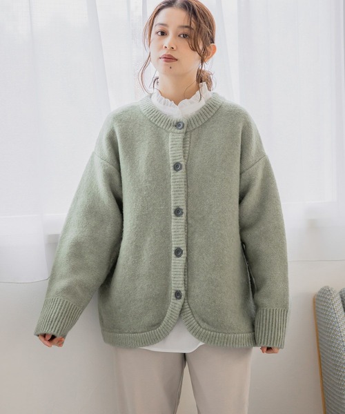 studio CLIP（スタディオクリップ）の「3ゲージ ウールMIXラウンドカーディガン（カーディガン/ボレロ・レディース・アイボリー/ダークブラウン/マスタード/ライトグリーン・FREE）」の5枚目の写真