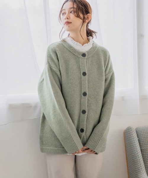 studio CLIP（スタディオクリップ）の「3ゲージ ウールMIXラウンドカーディガン（カーディガン/ボレロ・レディース・アイボリー/ダークブラウン/マスタード/ライトグリーン・FREE）」の6枚目の写真