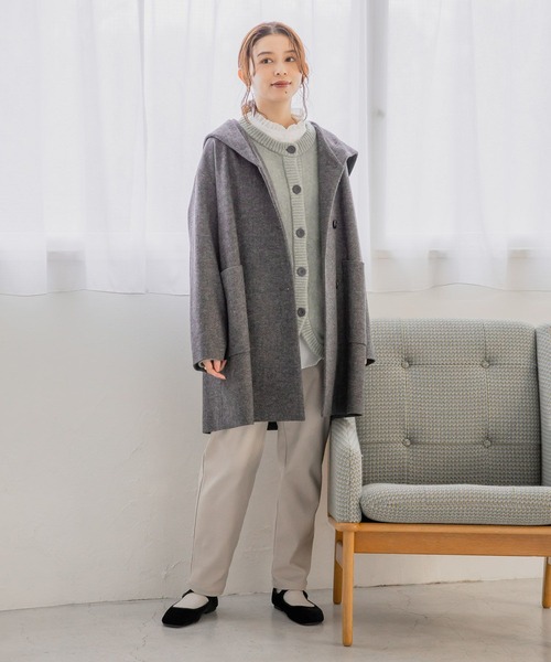 studio CLIP（スタディオクリップ）の「3ゲージ ウールMIXラウンドカーディガン（カーディガン/ボレロ・レディース・アイボリー/ダークブラウン/マスタード/ライトグリーン・FREE）」の8枚目の写真