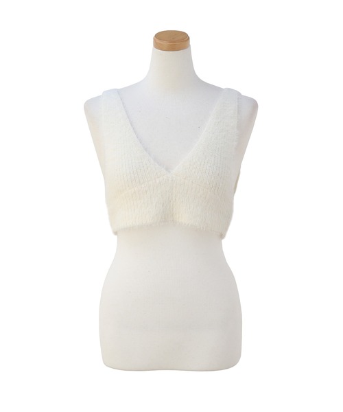 MIELI INVARIANT（ミエリインヴァリアント）の「Shaggy Knit Bustier（ニット/セーター・レディース・アイボリー/ブラック・FREE）」の14枚目の写真
