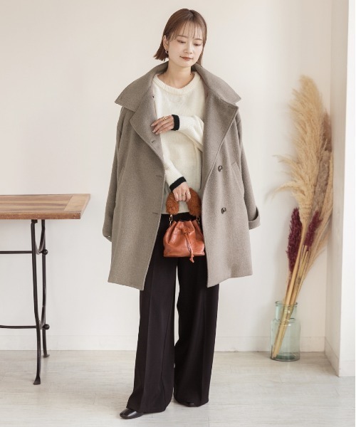 ad thie（アドティエ）の「ゆったり・クルーネック 配色ラインデザインニット（ニット/セーター・レディース・グレー/オフホワイト・FREE）」の19枚目の写真