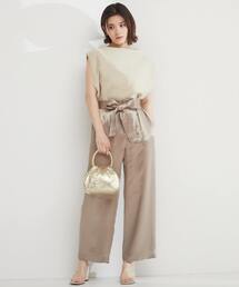 リボンワイドストレートパンツ