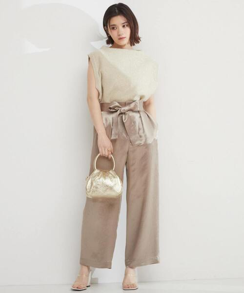 Tiara（ティアラ）の「リボンワイドストレートパンツ（その他パンツ・レディース・ベージュ/ブルー/ブラック・2/3/S/M）」の3枚目の写真