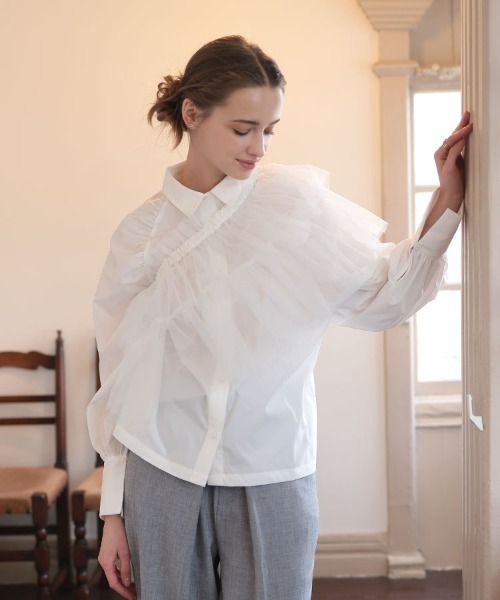 DONOBAN（ドノバン）の「マルチwayチュールサッシュブラウス（シャツ/ブラウス・レディース・ホワイト/ブラック・F）」の20枚目の写真