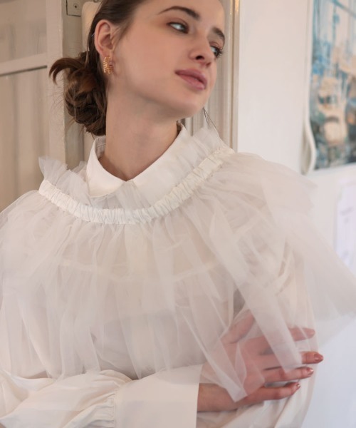 DONOBAN（ドノバン）の「マルチwayチュールサッシュブラウス（シャツ/ブラウス・レディース・ホワイト/ブラック・F）」の15枚目の写真