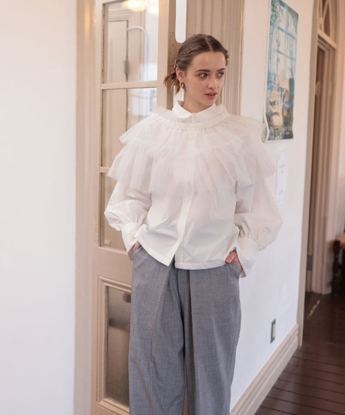 DONOBAN（ドノバン）の「マルチwayチュールサッシュブラウス（シャツ/ブラウス・レディース・ホワイト/ブラック・F）」の17枚目の写真