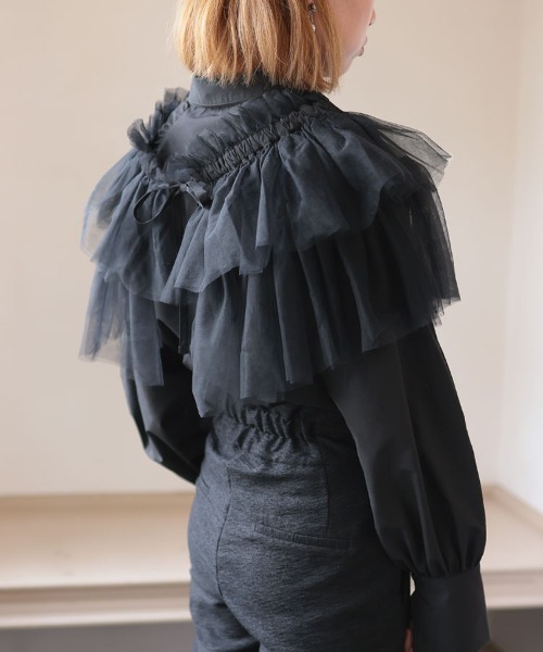 DONOBAN（ドノバン）の「マルチwayチュールサッシュブラウス（シャツ/ブラウス・レディース・ホワイト/ブラック・F）」の8枚目の写真