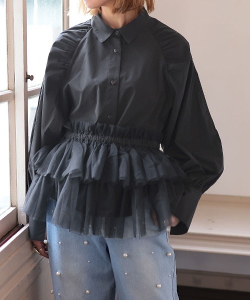 DONOBAN（ドノバン）の「マルチwayチュールサッシュブラウス（シャツ/ブラウス・レディース・ホワイト/ブラック・F）」の10枚目の写真