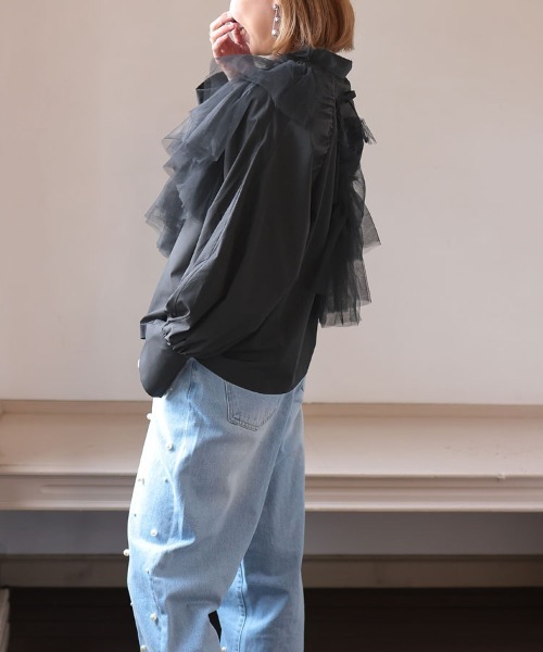 DONOBAN（ドノバン）の「マルチwayチュールサッシュブラウス（シャツ/ブラウス・レディース・ホワイト/ブラック・F）」の12枚目の写真