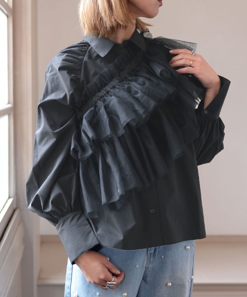 DONOBAN（ドノバン）の「マルチwayチュールサッシュブラウス（シャツ/ブラウス・レディース・ホワイト/ブラック・F）」の13枚目の写真