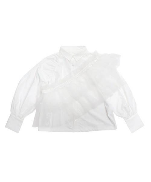 DONOBAN（ドノバン）の「マルチwayチュールサッシュブラウス（シャツ/ブラウス・レディース・ホワイト/ブラック・F）」の6枚目の写真