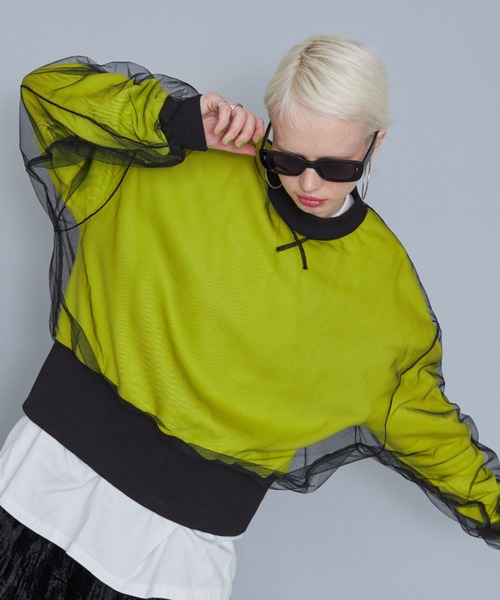 casane（カサネ）の「シアーレイアードプルオーバー（スウェット・レディース・ブラック/パープル/イエロー・FREE）」の18枚目の写真