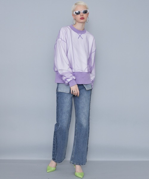 casane（カサネ）の「シアーレイアードプルオーバー（スウェット・レディース・ブラック/パープル/イエロー・FREE）」の10枚目の写真