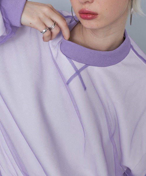 casane（カサネ）の「シアーレイアードプルオーバー（スウェット・レディース・ブラック/パープル/イエロー・FREE）」の12枚目の写真