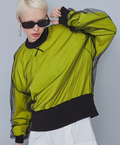 casane（カサネ）の「シアーレイアードプルオーバー（スウェット・レディース・ブラック/パープル/イエロー・FREE）」の17枚目の写真