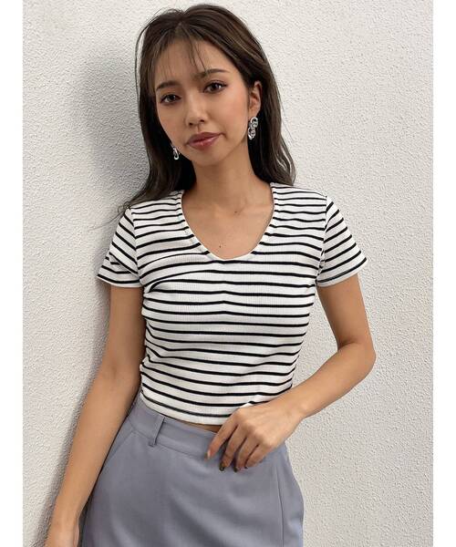 GYDA（ジェイダ）の「2WAYバインダーショートトップス（Tシャツ/カットソー・レディース・ブラック/ミント/オフホワイト/その他1・FREE）」の4枚目の写真