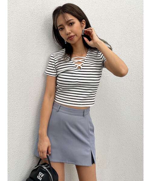 GYDA（ジェイダ）の「2WAYバインダーショートトップス（Tシャツ/カットソー・レディース・ブラック/ミント/オフホワイト/その他1・FREE）」の6枚目の写真